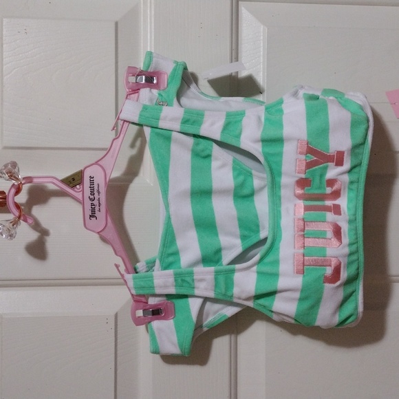 Juicy Couture Mint and White Striped Terry Bikini Size Medium 🆕 - Picture 3 of 7